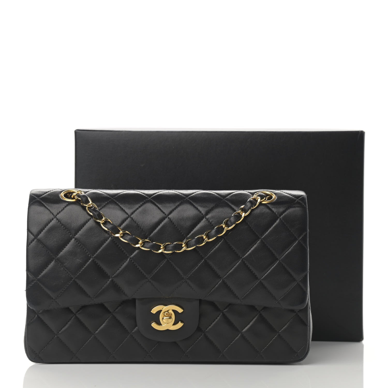 Chanel Lambskin Quilted Medium Double Flap Black 16 of 16