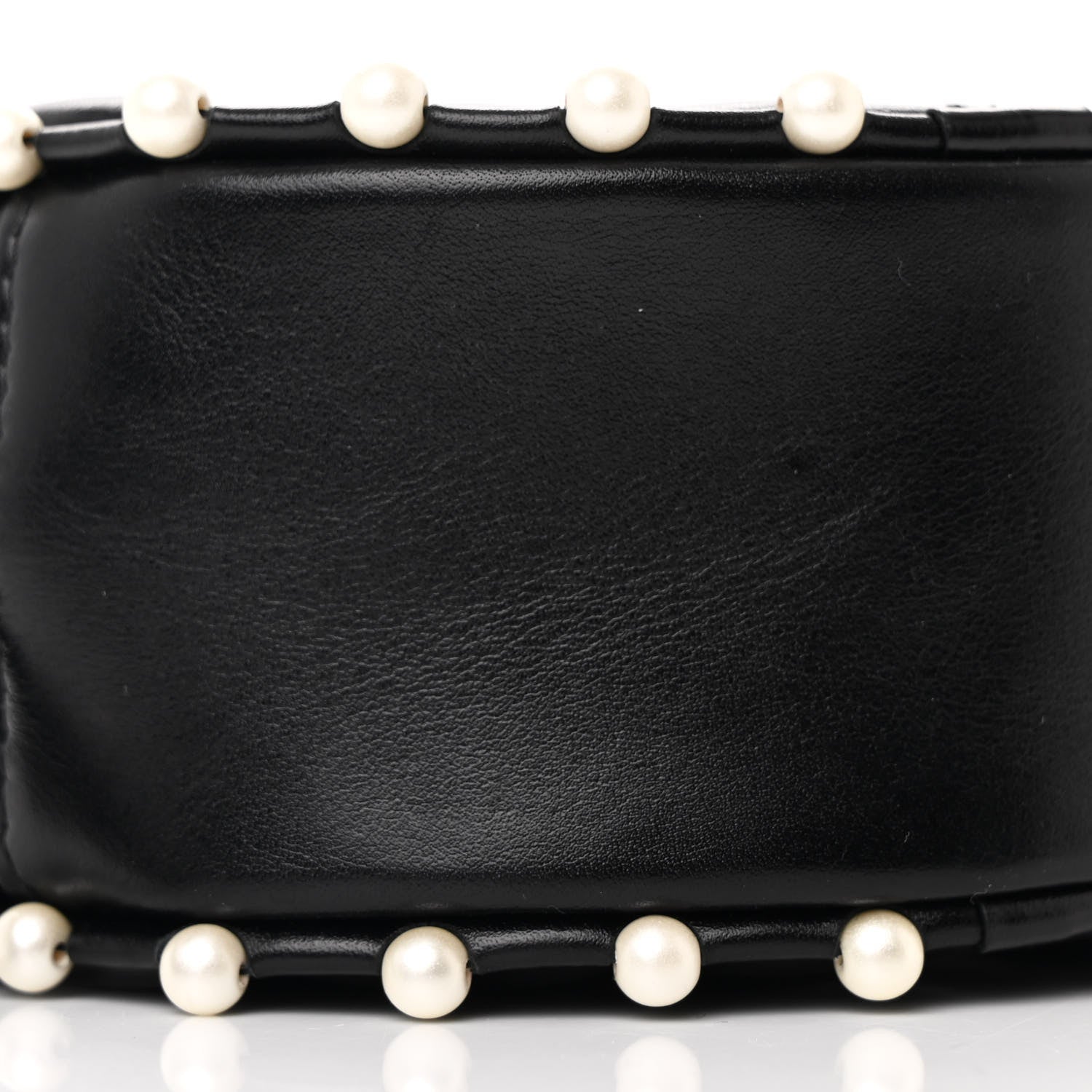 Chanel Calfskin Quilted Pearl Round Clutch With Chain Black 9 of 11