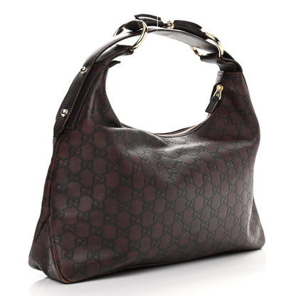 Gucci Guccissima Medium Horsebit Chain Hobo Dark Brown 3 of 12