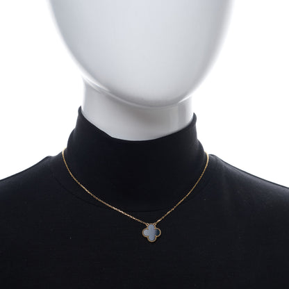 Van Cleef & Arpels 18K Yellow Gold Black Onyx Vintage Alhambra Pendant Necklace 2 of 5