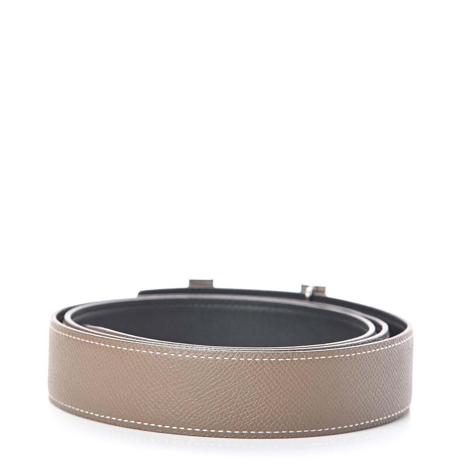 Hermes Epsom Swift Quiz H 32mm Belt 100 Black Etoupe 3 of 6