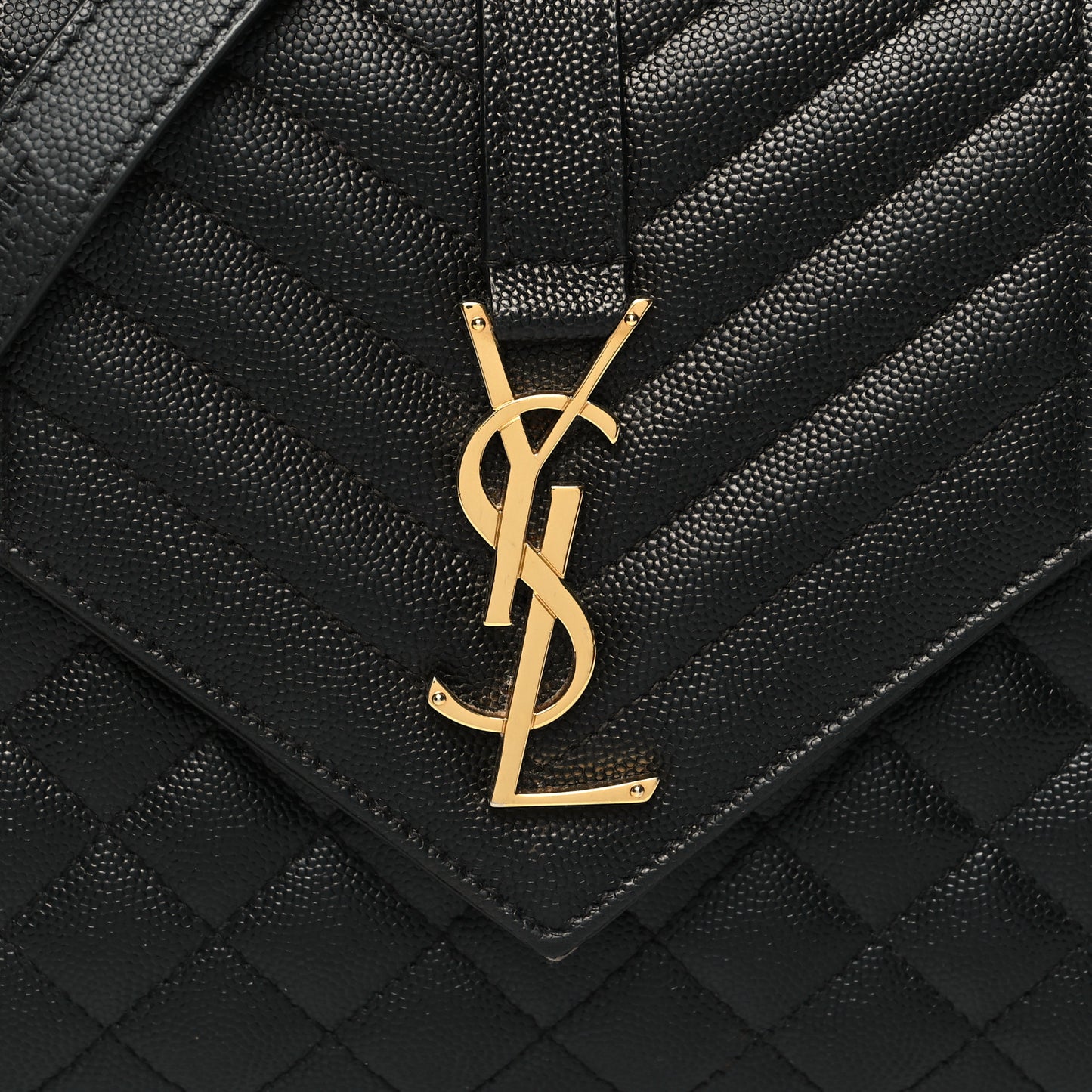 Grain De Poudre Textured Mixed Matelasse Triquilt Medium Monogram Satchel Black