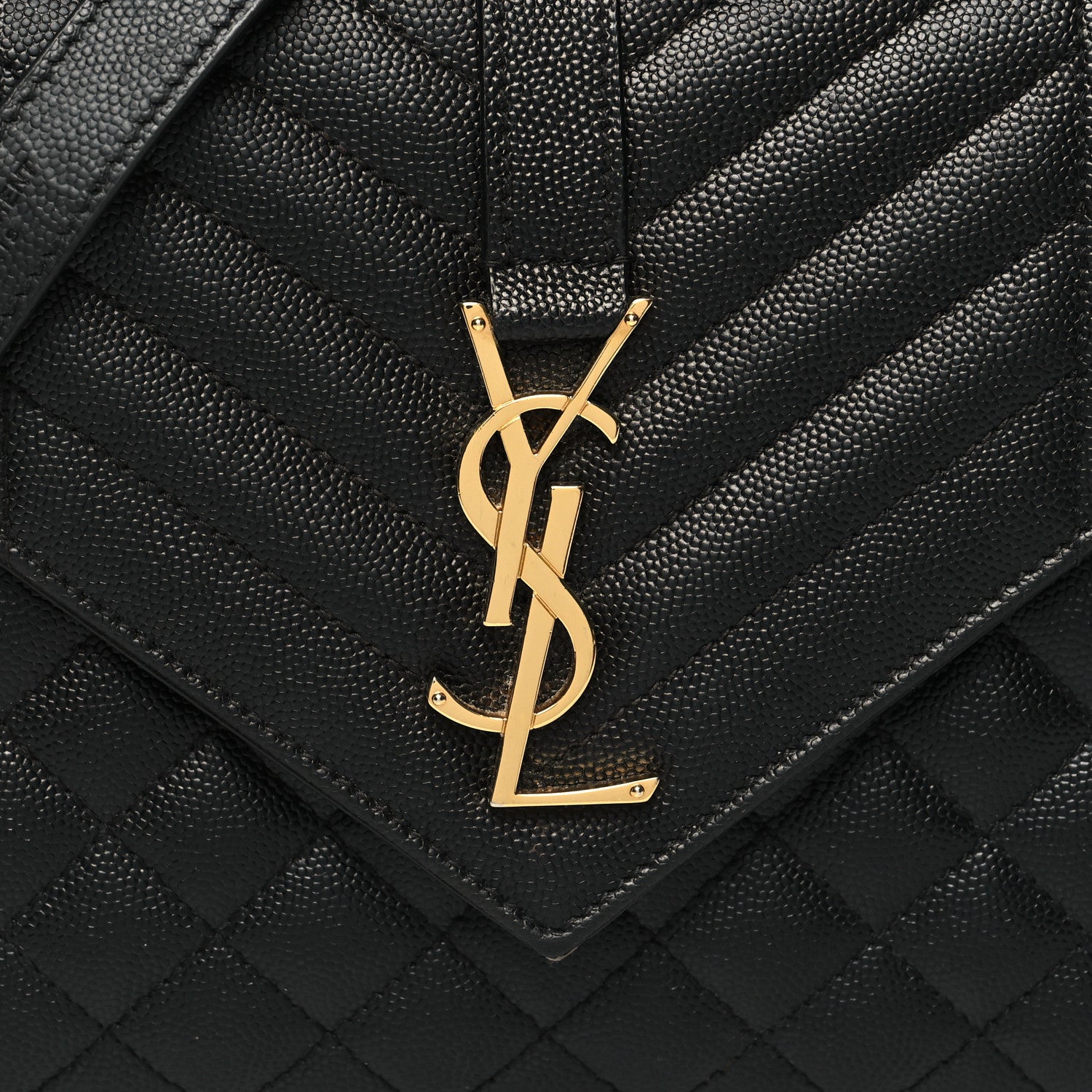 Saint Laurent Grain De Poudre Textured Mixed Matelasse Triquilt Medium Monogram Satchel Black 7 of 10