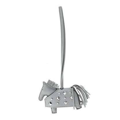 Hermes Milo Lambskin Studded Grigri Rodeo Robeo Rock Horse Bag Charm PM Gris Pantin 1 of 5