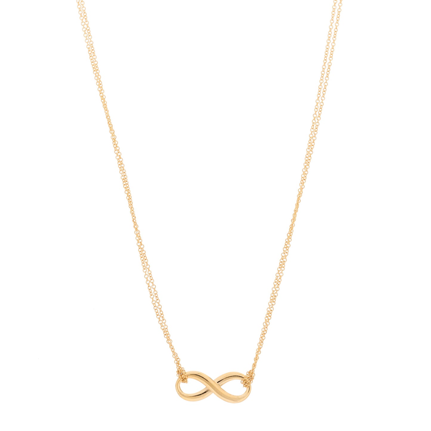 18K Rose Gold Infinity Double Chain Pendant Necklace