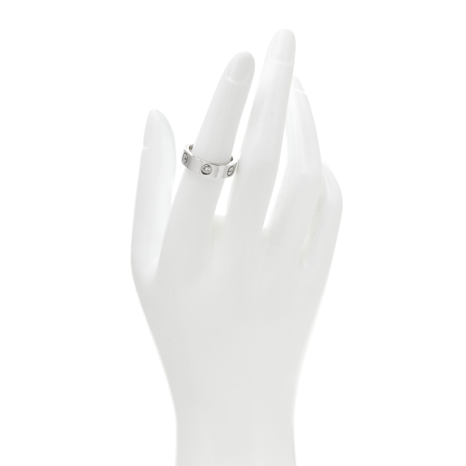Cartier 18K White Gold 3 Diamond 5.5mm LOVE Ring 53 6.5 2 of 4