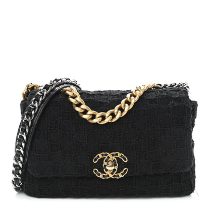 Chanel Tweed Quilted Medium Chanel 19 Flap Black 1 of 12