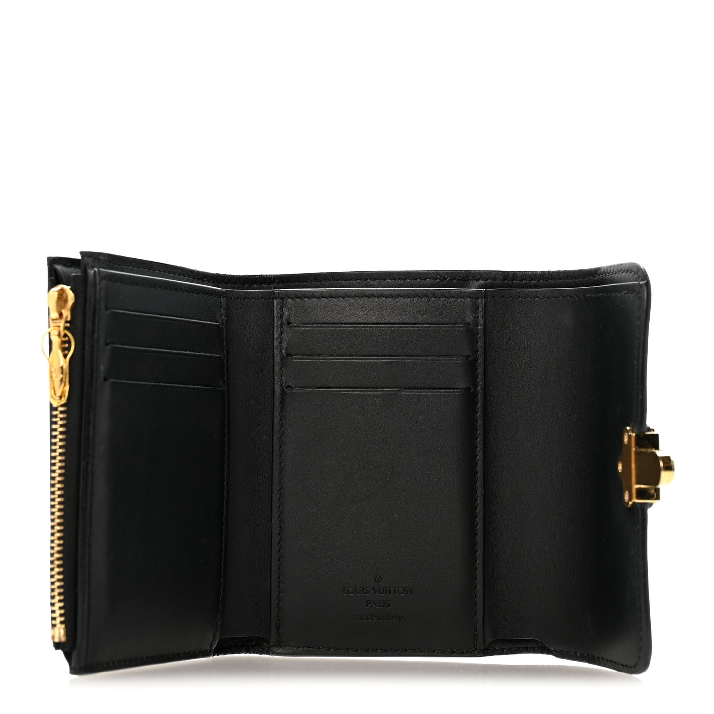 Patent Calfskin Monogram Cherrywood Compact Wallet Black