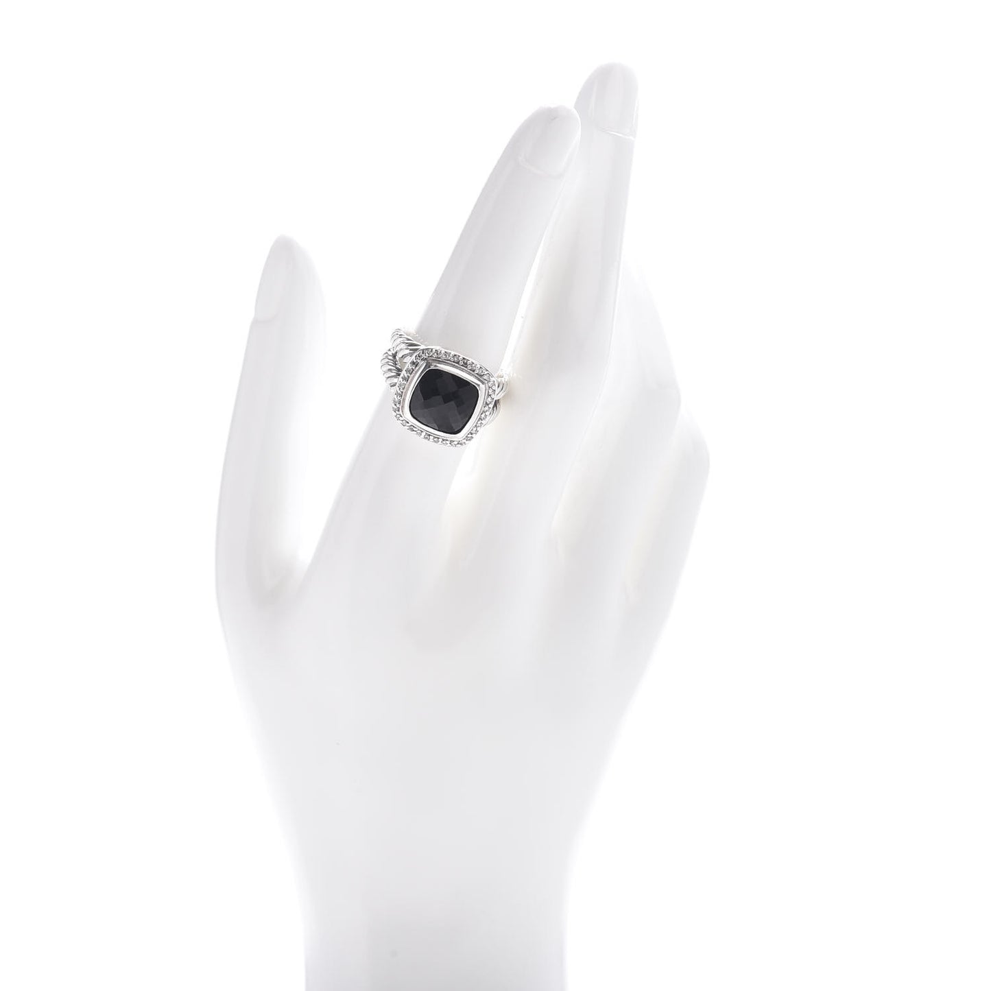 Sterling Silver Diamond Black Onyx 11mm Albion Ring 56 7.5