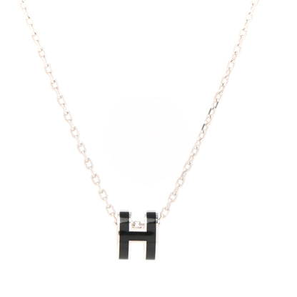 Hermes Lacquered Palladium Mini Pop H Pendant Necklace Black 4 of 5