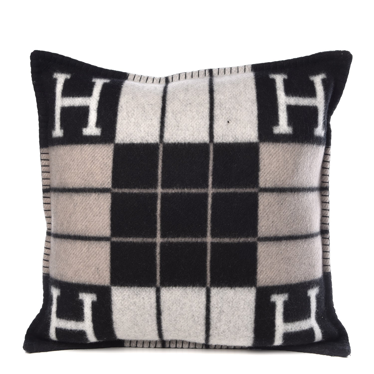Hermes Wool Cashmere Avalon III Pillow PM Ecru Black 1 of 6