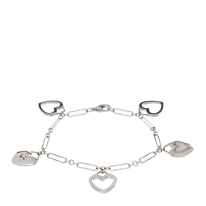 Tiffany 18K White Gold Diamond Hearts Charm Bracelet 1 of 4