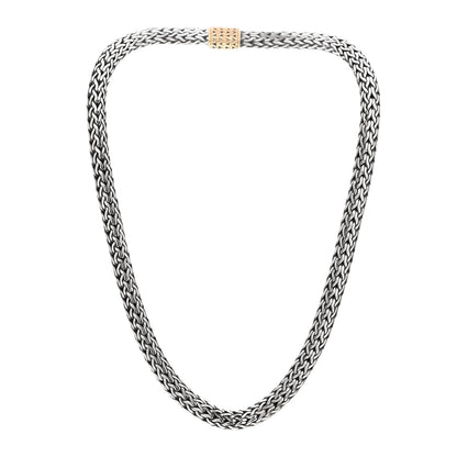 John Hardy Sterling Silver 18K Yellow Gold 7.5mm Classic Chain Necklace 3 of 4