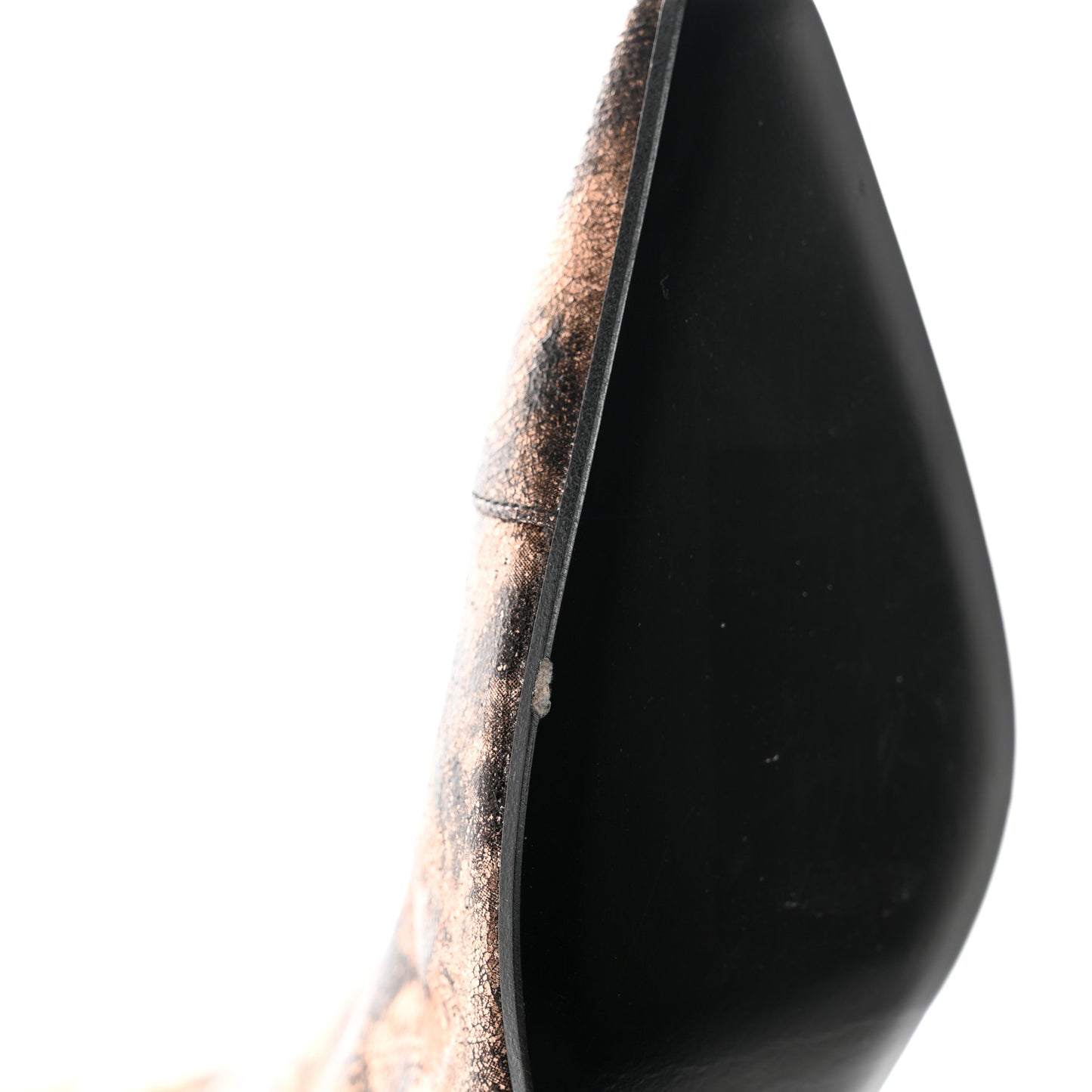 Metallic Lambskin Over the Knee Boots 37.5 Gold Black
