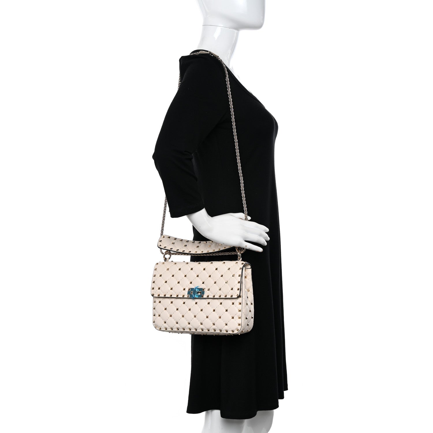 Valentino Garavani Lambskin Medium Rockstud Spike Shoulder Bag White 2 of 9