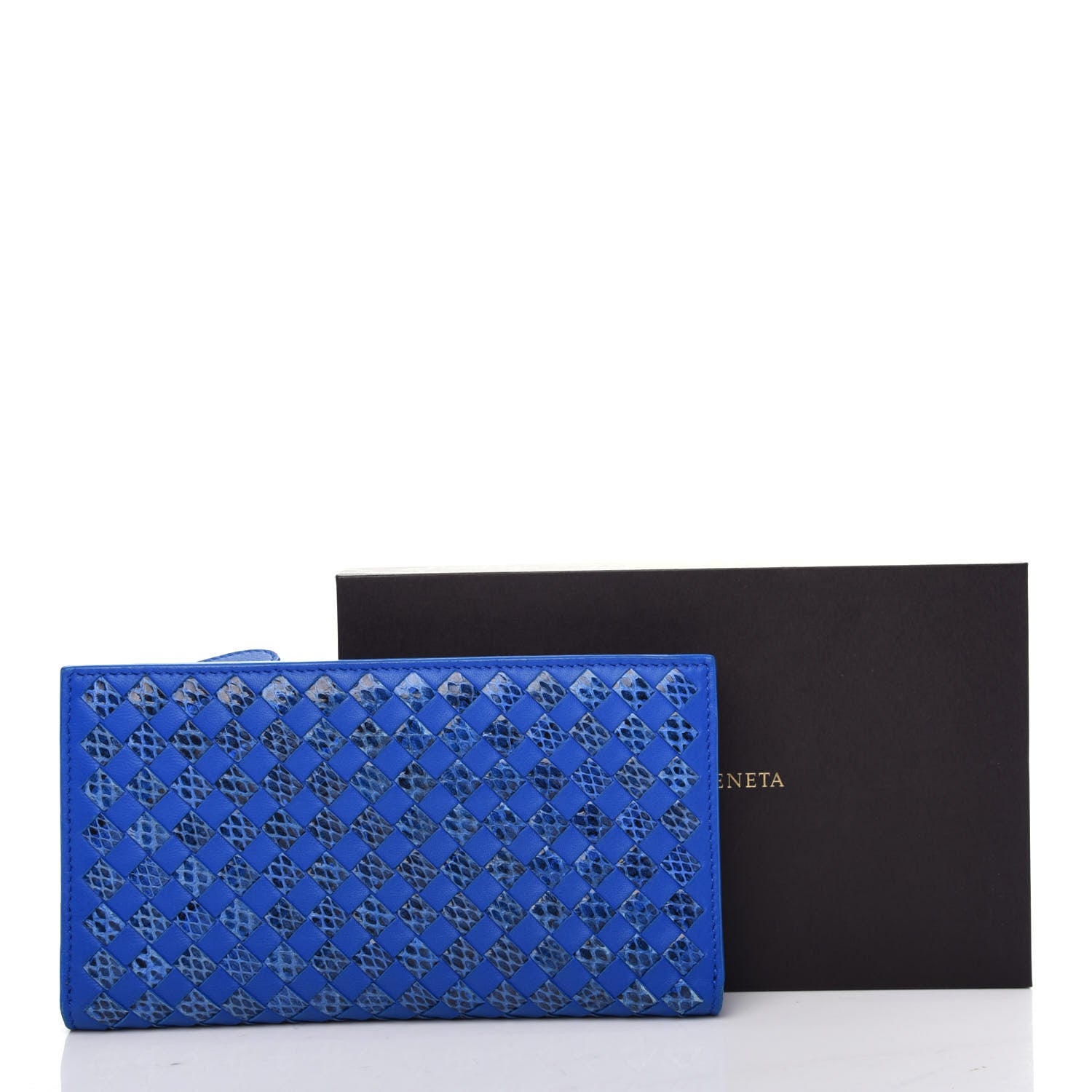 Bottega Veneta Nappa Ayers Intrecciato Clutch Wallet Blue 10 of 10