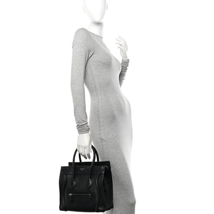 Celine Drummed Calfskin Micro Luggage Black 2 of 12