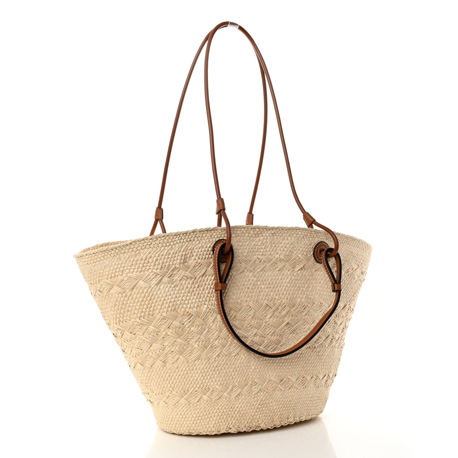 Loewe Iraca Palm Calfskin Medium Anagram Basket Bag Natural Tan 3 of 10