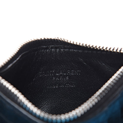 Saint Laurent Calfskin Crocodile Embossed 5 Fragments Zip Card Holder Black 5 of 6