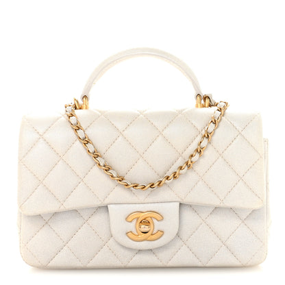 Chanel Iridescent Lambskin Quilted Mini Top Handle Rectangular Flap White 1 of 10