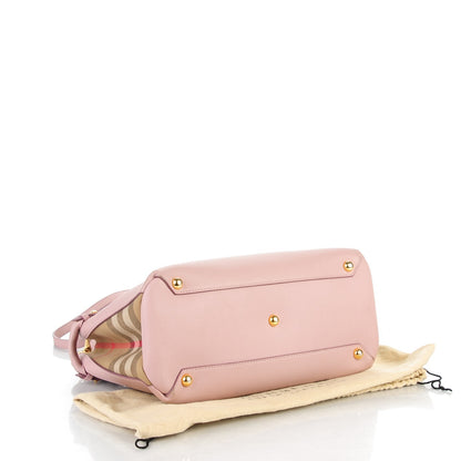 Burberry Grainy Calfskin House Check Medium Banner Tote Nude Blush 4 of 6