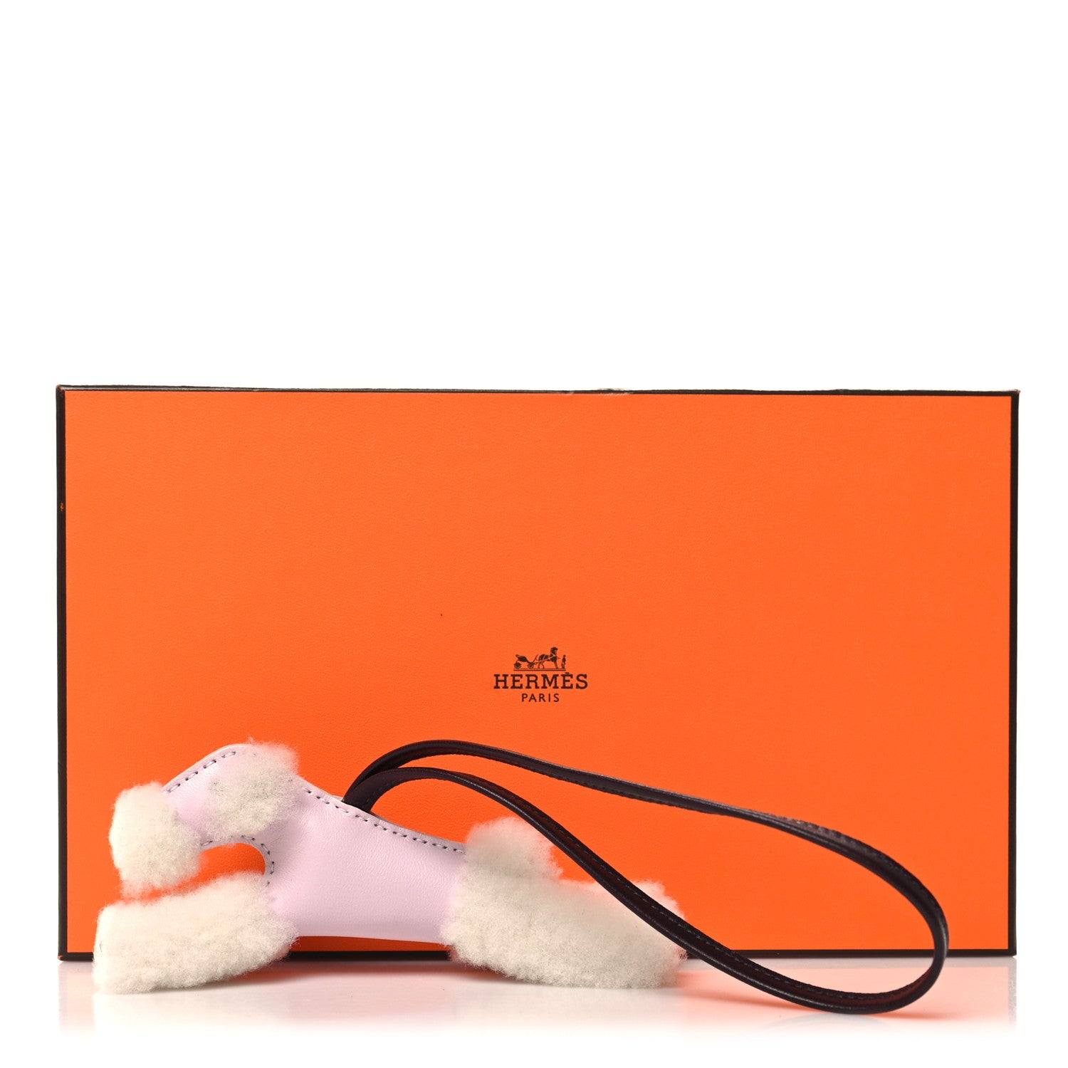 Hermes Milo Lambskin Shearling Budy Charm Mauve Pale Rouge Sellier 5 of 5