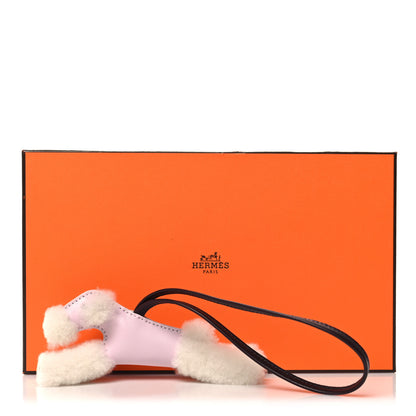 Hermes Milo Lambskin Shearling Budy Charm Mauve Pale Rouge Sellier 5 of 5