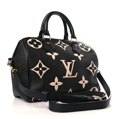 Louis Vuitton Empreinte Monogram Giant Speedy Bandouliere 25 Black Beige 3 of 9