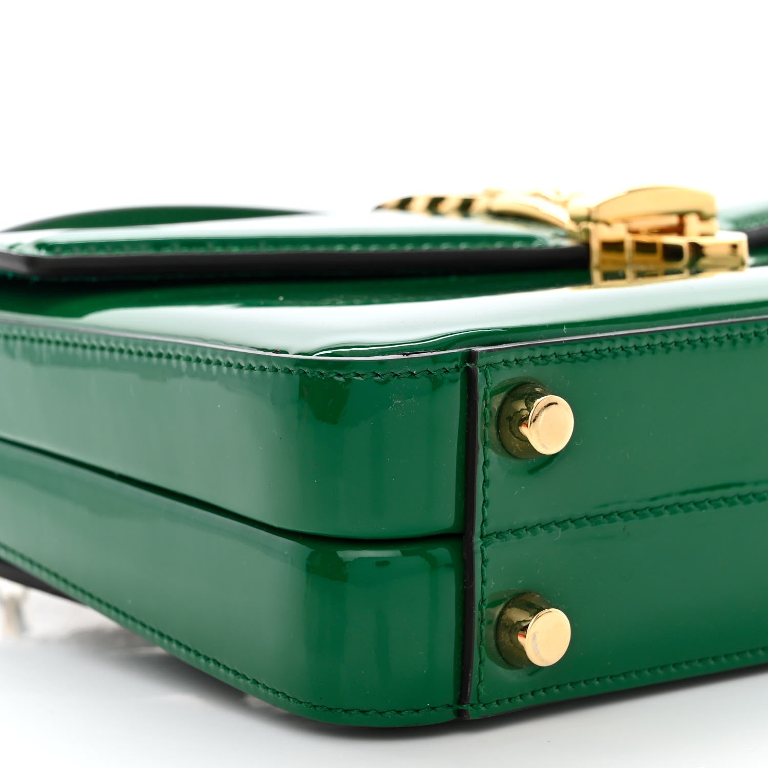 Gucci Mousse Top Patent Small Sylvie 1969 Top Handle Bag Emerald 9 of 10