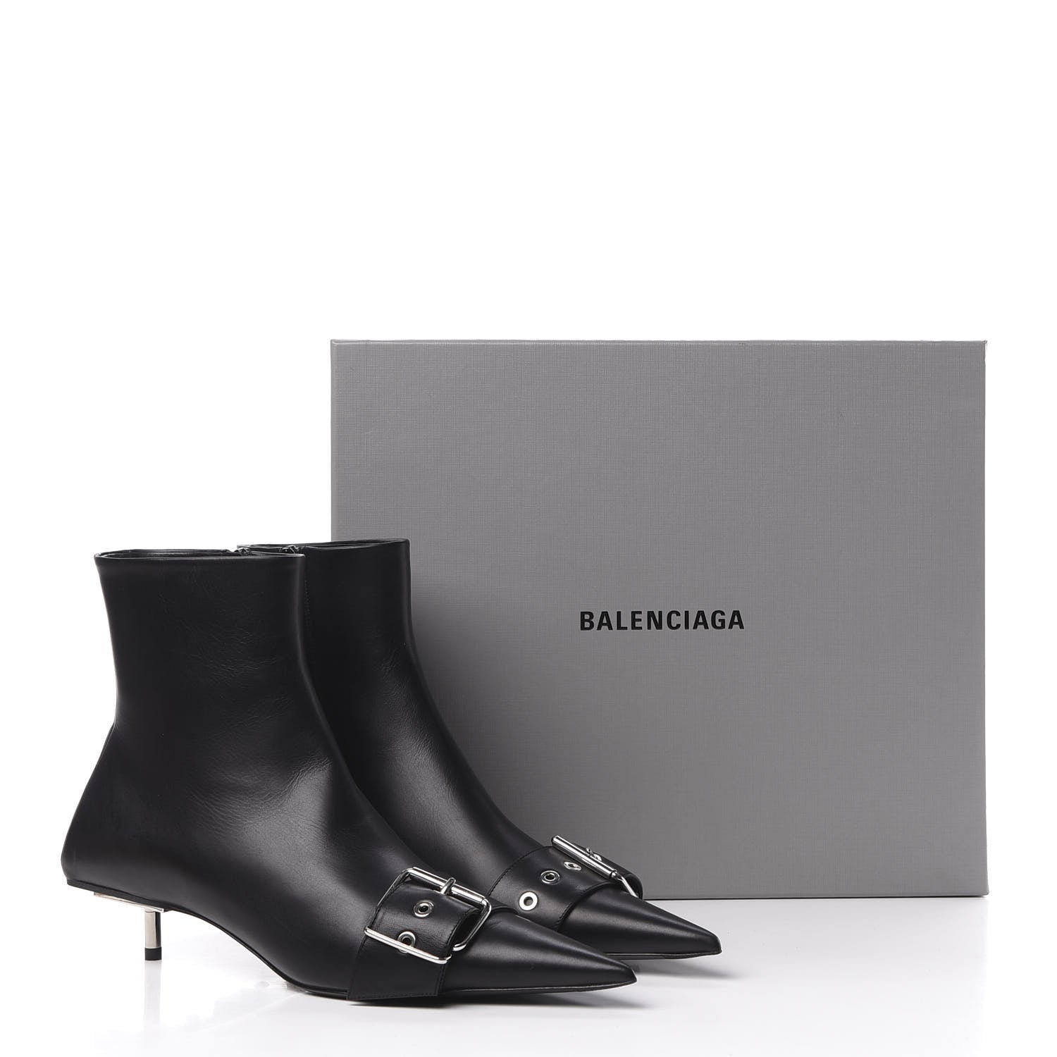 Balenciaga Shiny Calfskin 40mm Belt Booties 38.5 Black 11 of 11