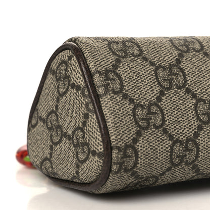 Gucci GG Supreme Monogram Strawberry Retro Interlocking G Barrel Coin Purse Beige Ebony 7 of 9