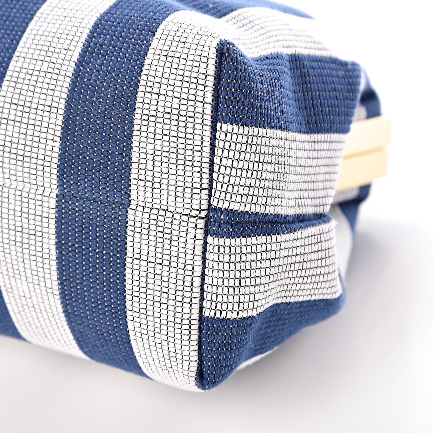 Canvas Stripe Mini Volume Chain Clutch Blue White