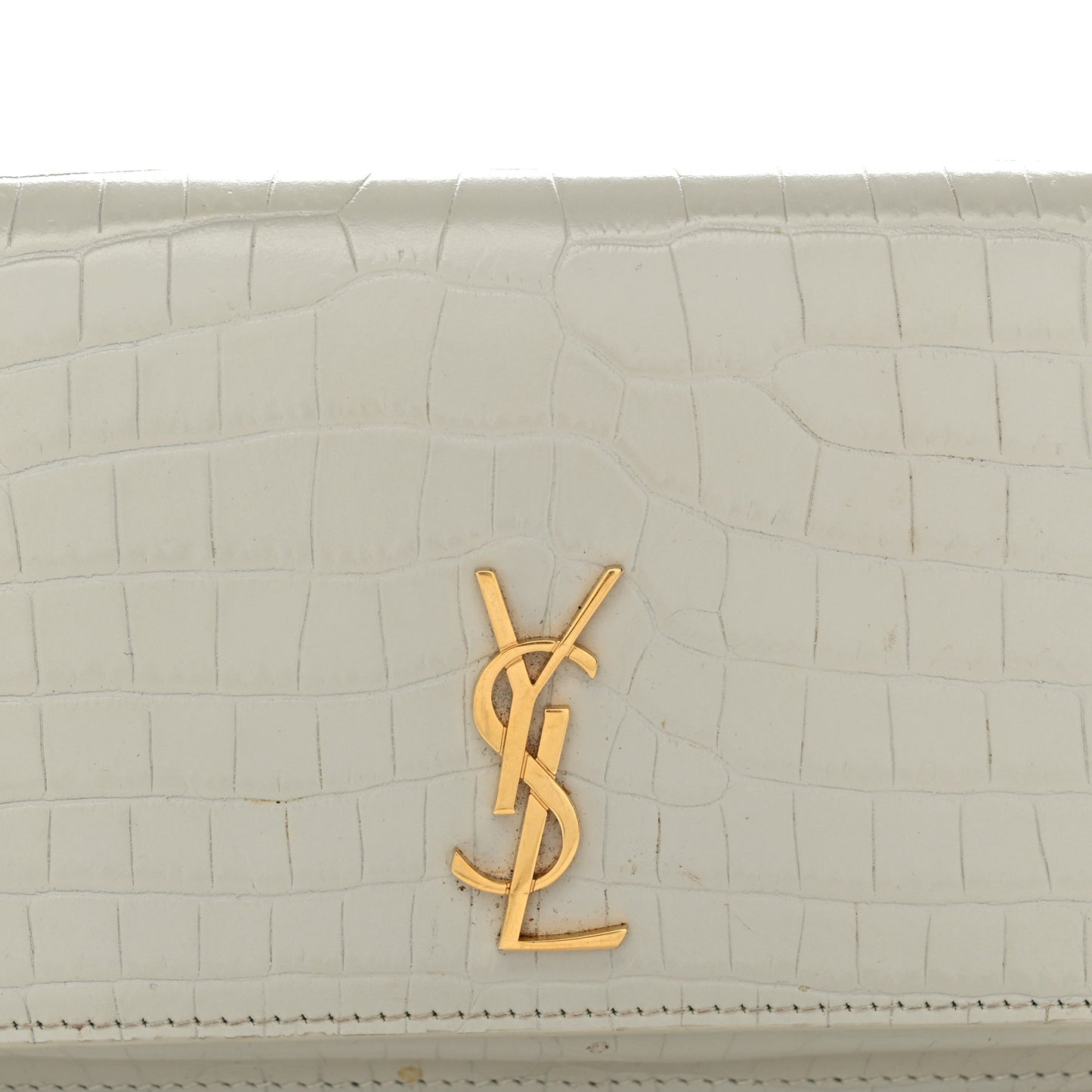Crocodile Embossed Monogram Phone Holder Crossbody Crema Soft