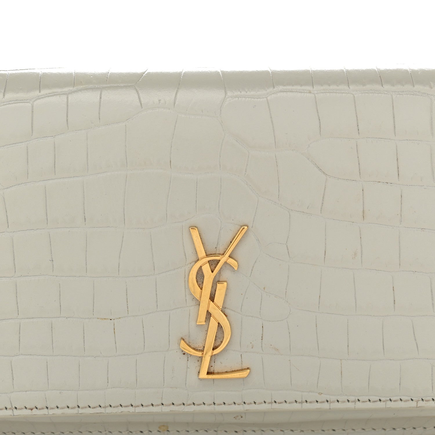 Saint Laurent Crocodile Embossed Monogram Phone Holder Crossbody Crema Soft 9 of 12