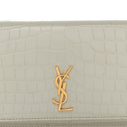 Saint Laurent Crocodile Embossed Monogram Phone Holder Crossbody Crema Soft 9 of 12