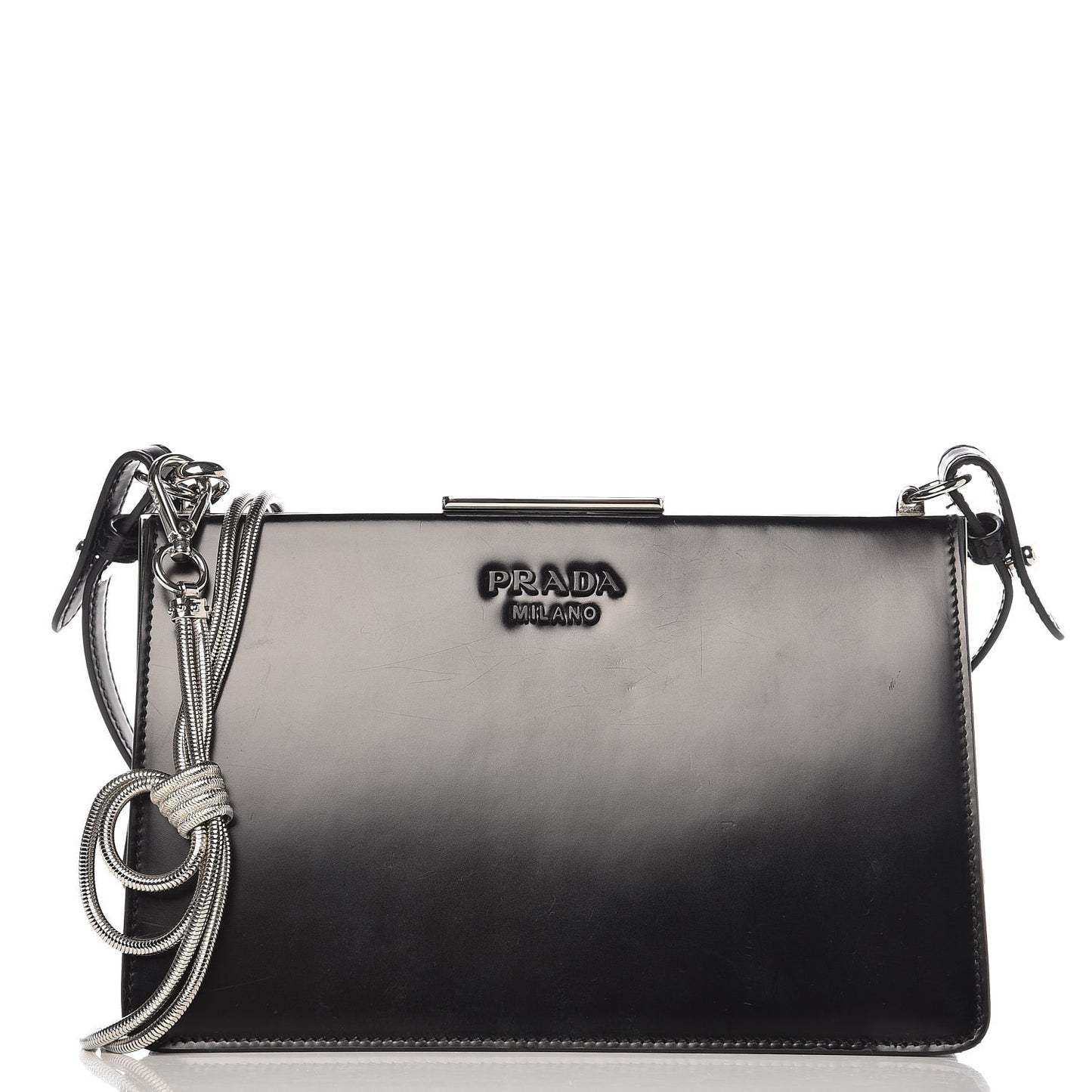 Spazzolato Envelope Crossbody Clutch Nero Black
