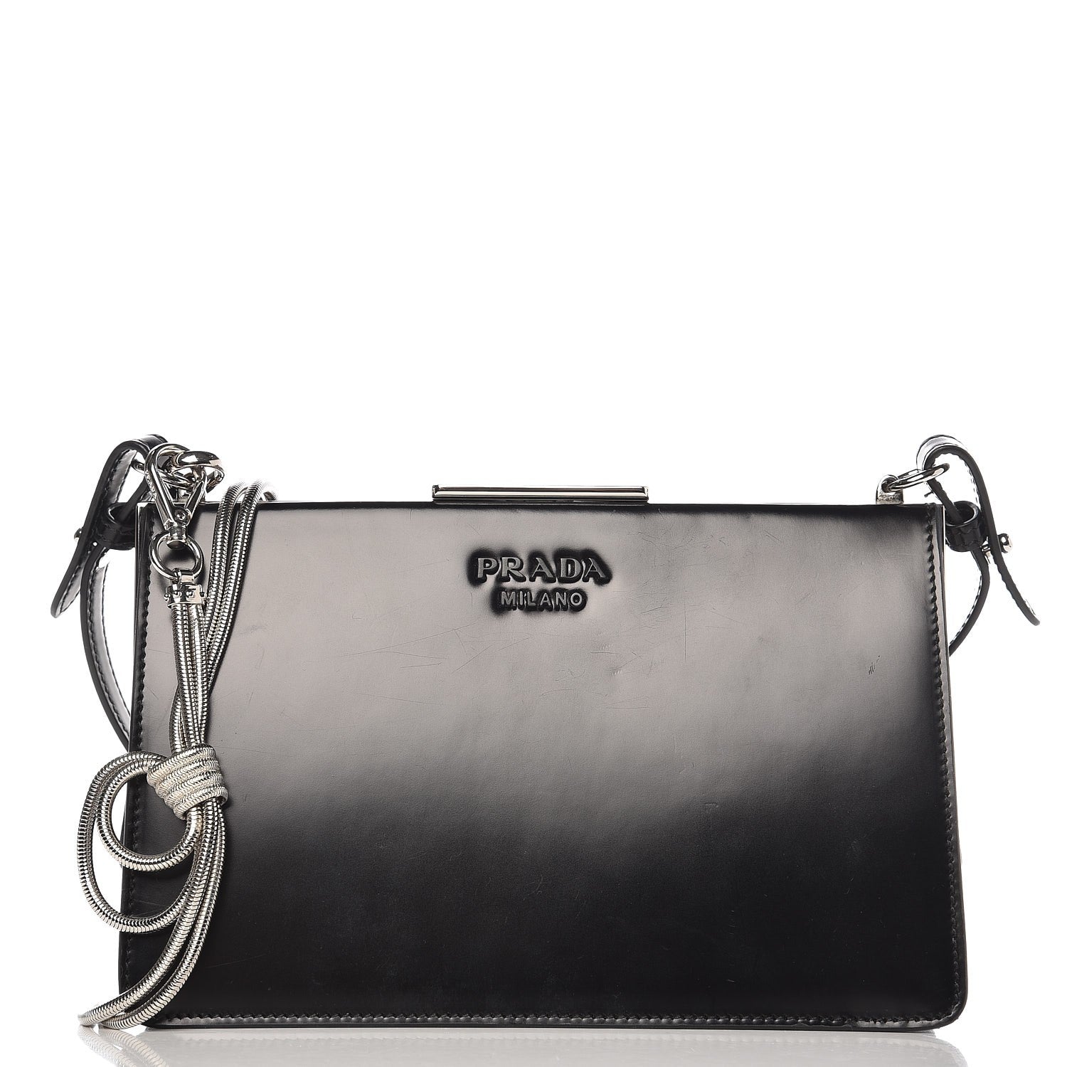 Prada Spazzolato Envelope Crossbody Clutch Nero Black 1 of 9