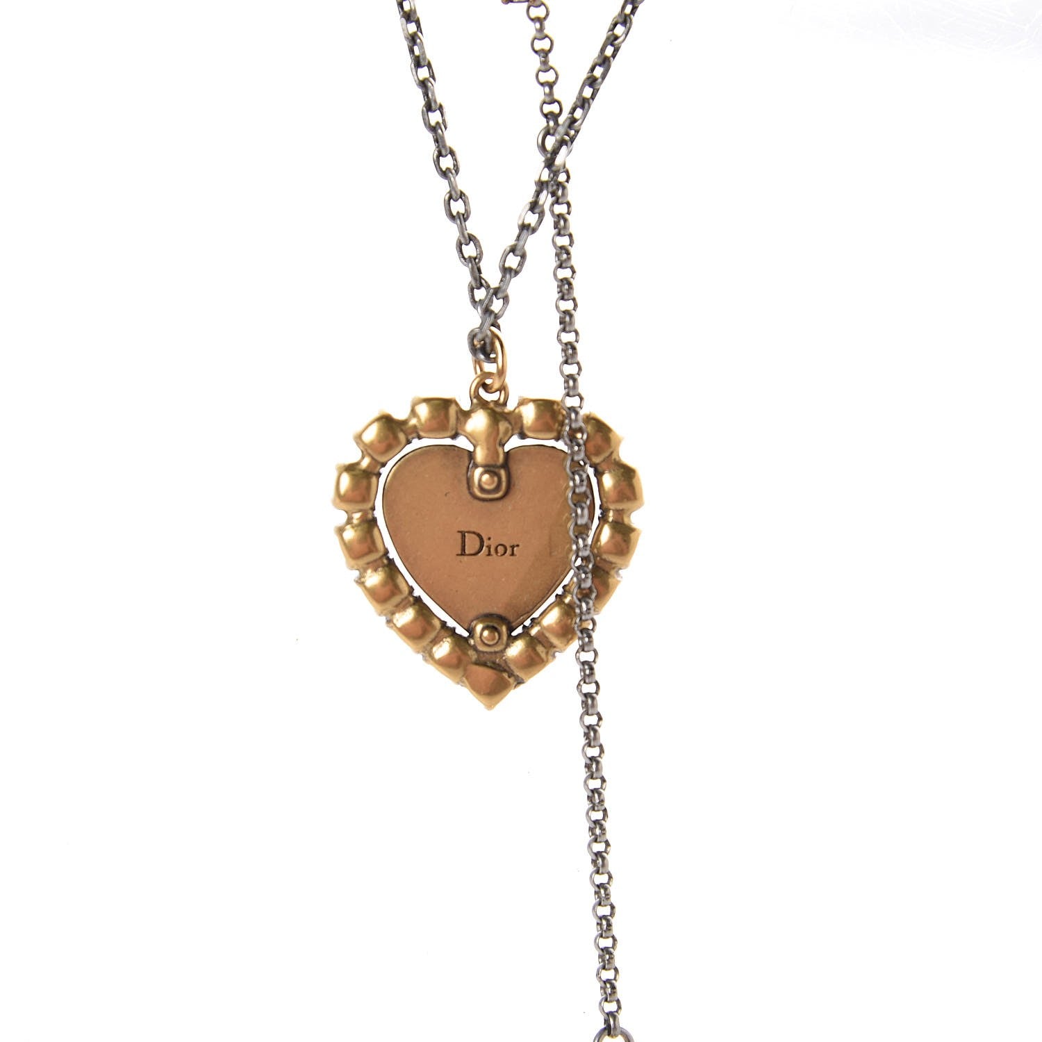 Christian Dior Metal Heart J'adior Multi Strand Necklace Aged Gold 6 of 7