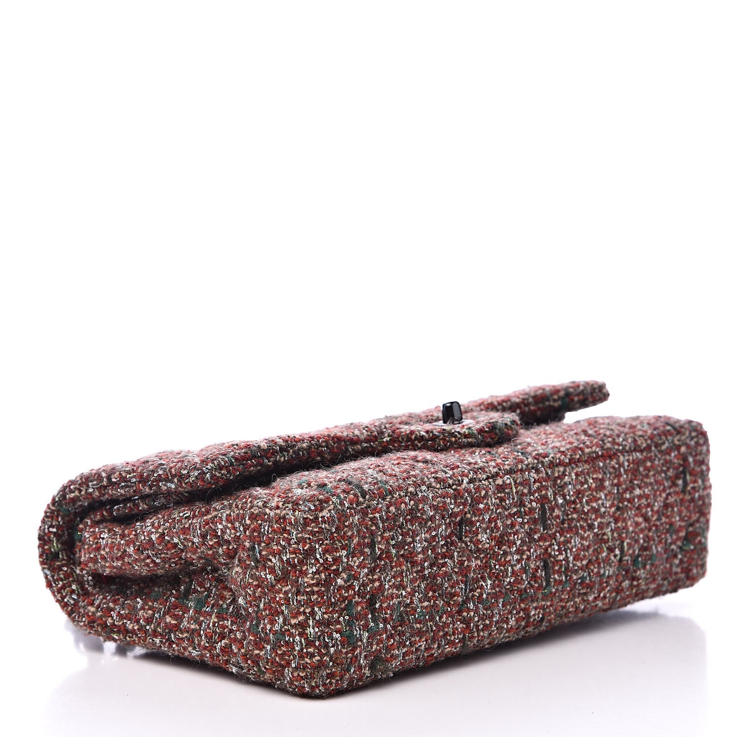 Chanel Tweed Quilted Medium Double Flap Dark Red 4 of 12