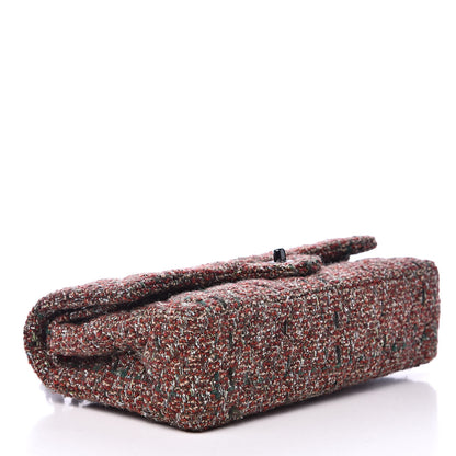Chanel Tweed Quilted Medium Double Flap Dark Red 4 of 12