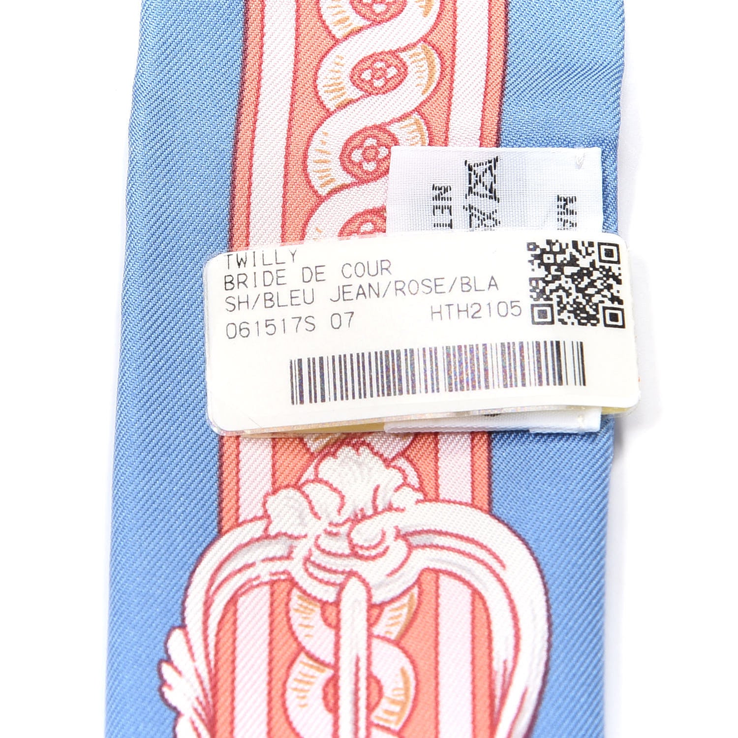 Hermes Silk Bride De Cour Twilly Blue Jean Rose White 4 of 4