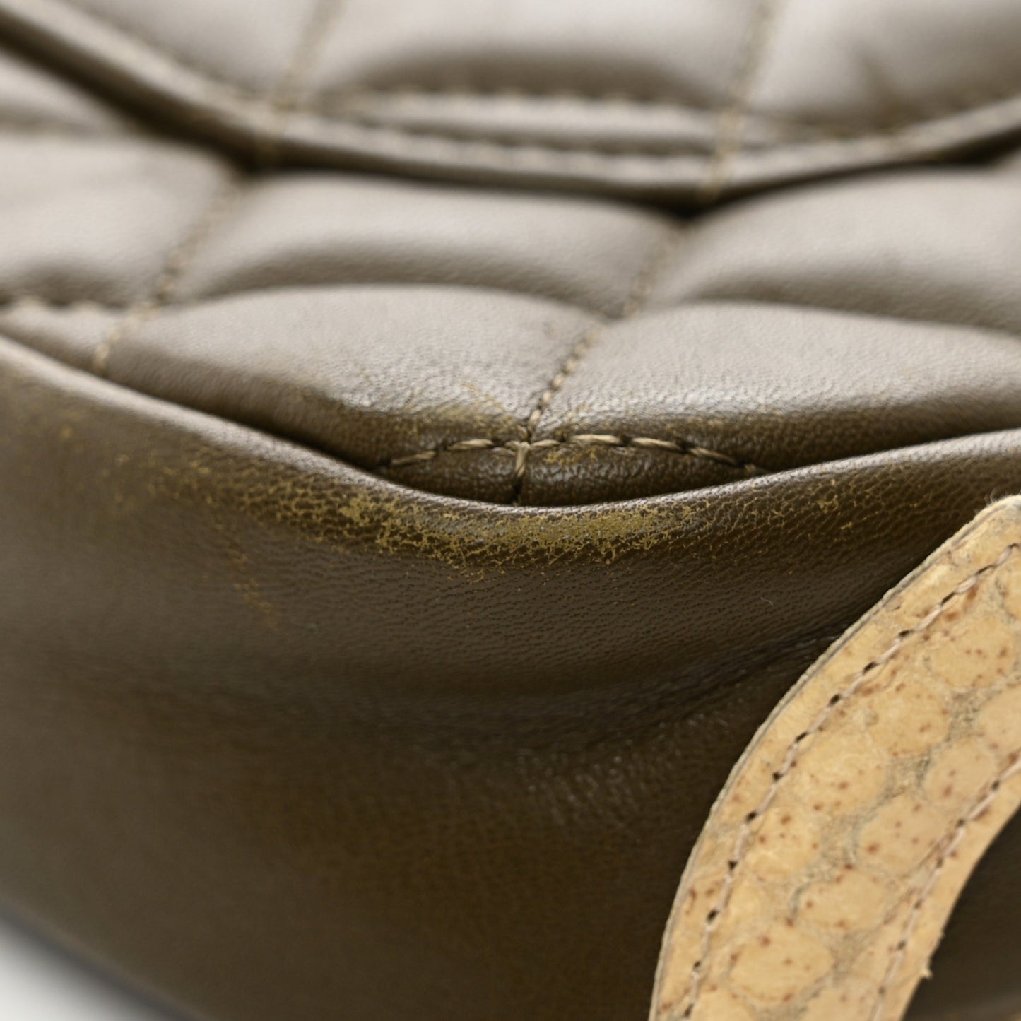 Calfskin Python Quilted Cambon CC Pochette Khaki