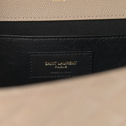 Saint Laurent Grain De Poudre Textured Mixed Matelasse Medium Triquilt Monogram Satchel Dark Beige 6 of 11