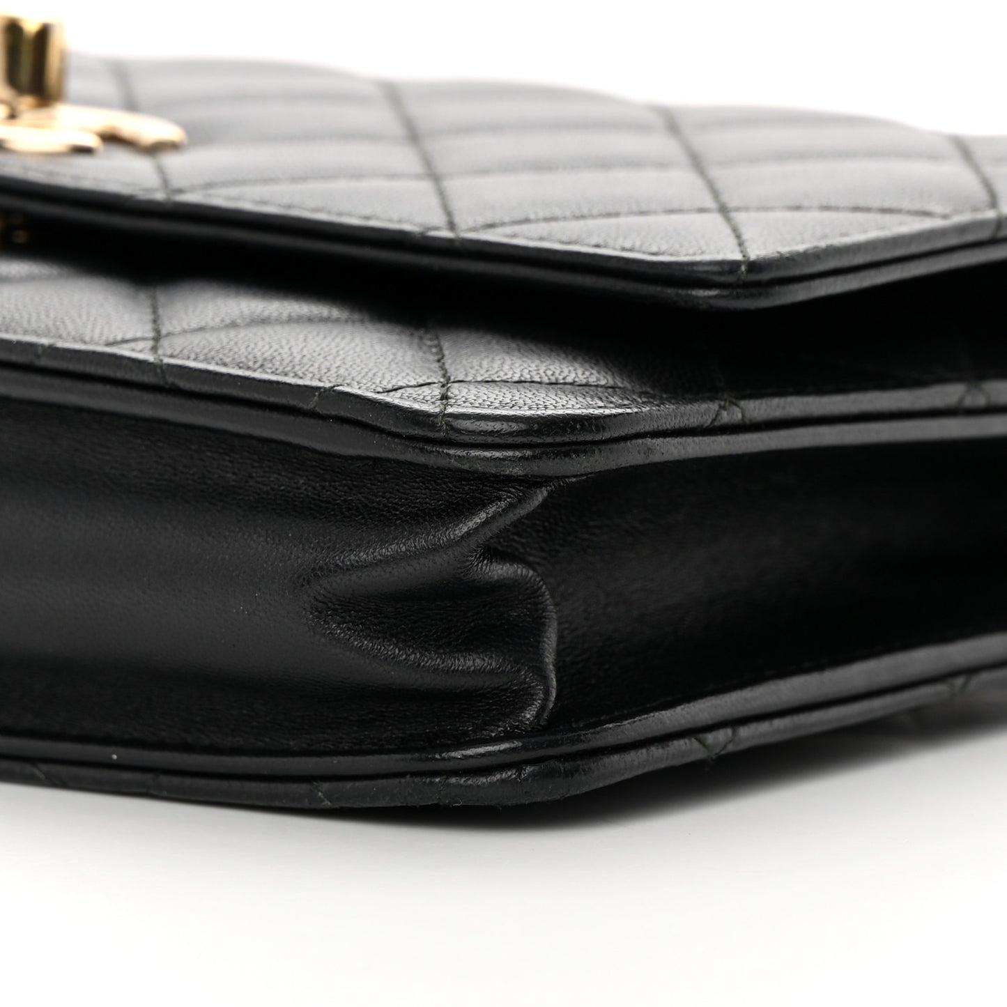Lambskin Quilted Trendy CC Wallet On Chain WOC Black