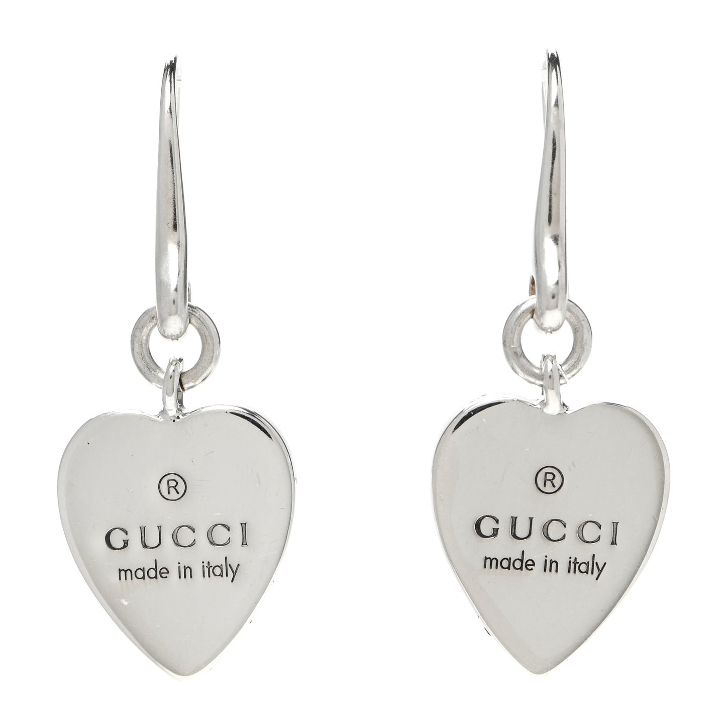 Sterling Silver Trademark Heart Drop Earrings