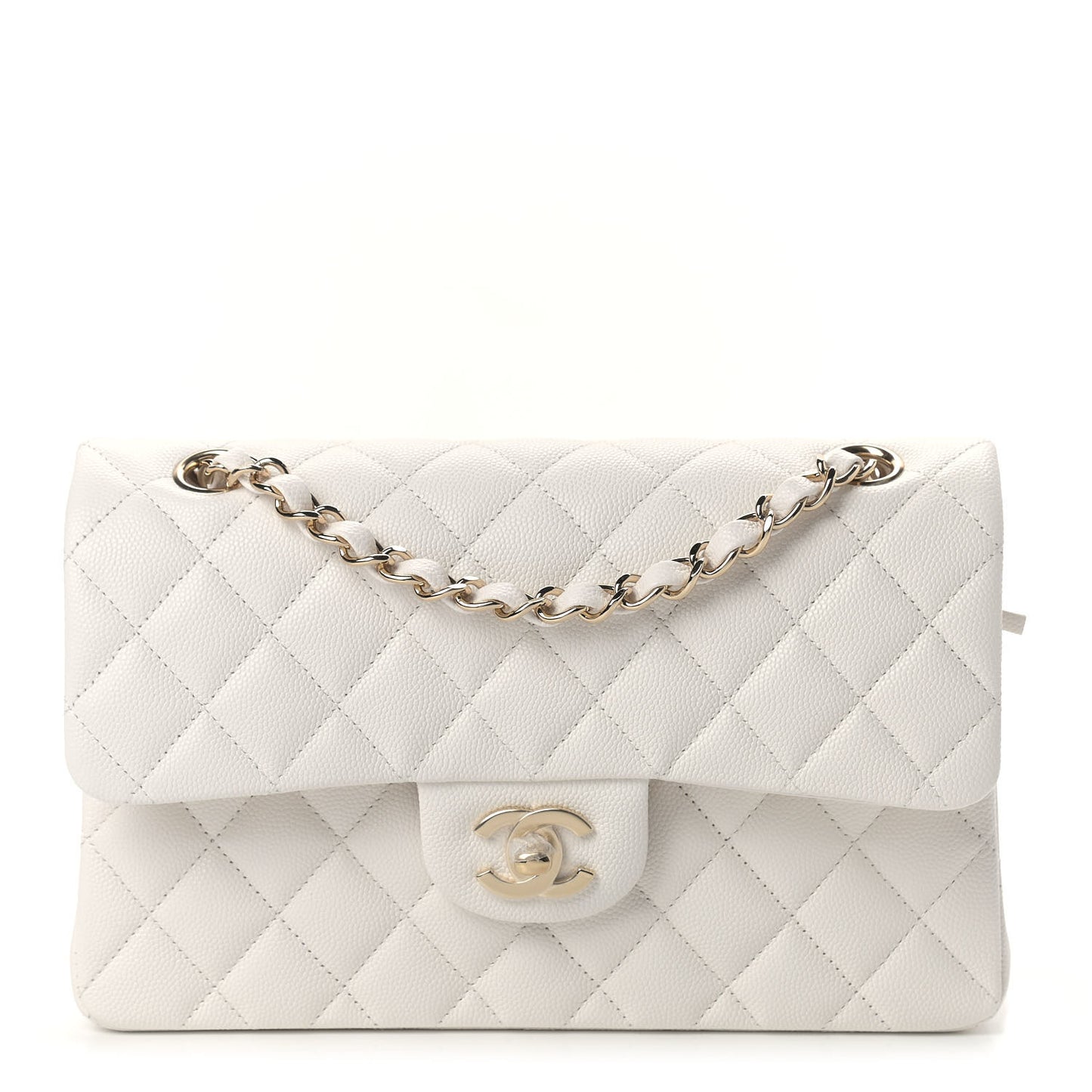 Caviar Quilted Small Double Flap White
