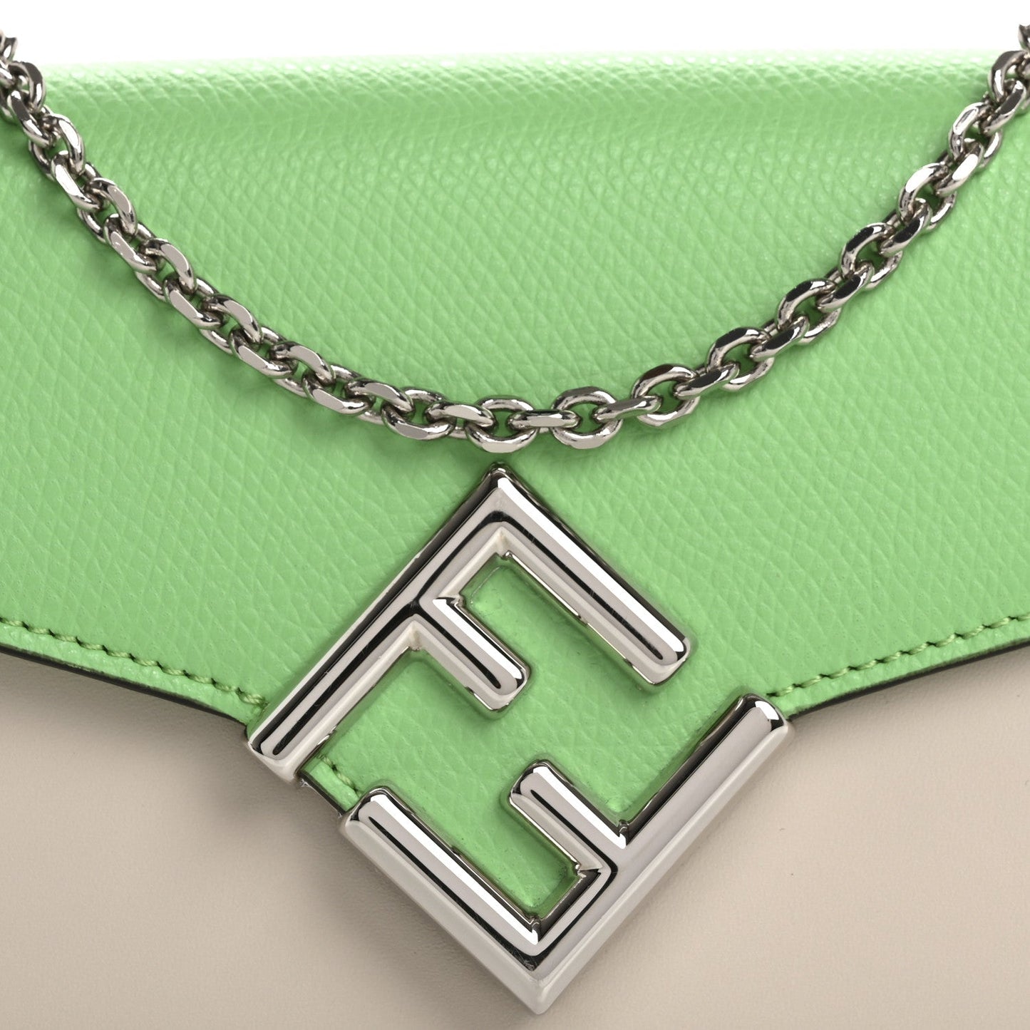 Vitello King Cruise FF Diamonds Continental Envelope Wallet On Chain Latte Edamame