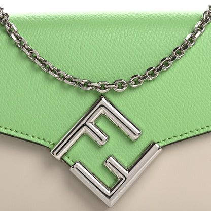 Fendi Vitello King Cruise FF Diamonds Continental Envelope Wallet On Chain Latte Edamame 8 of 13