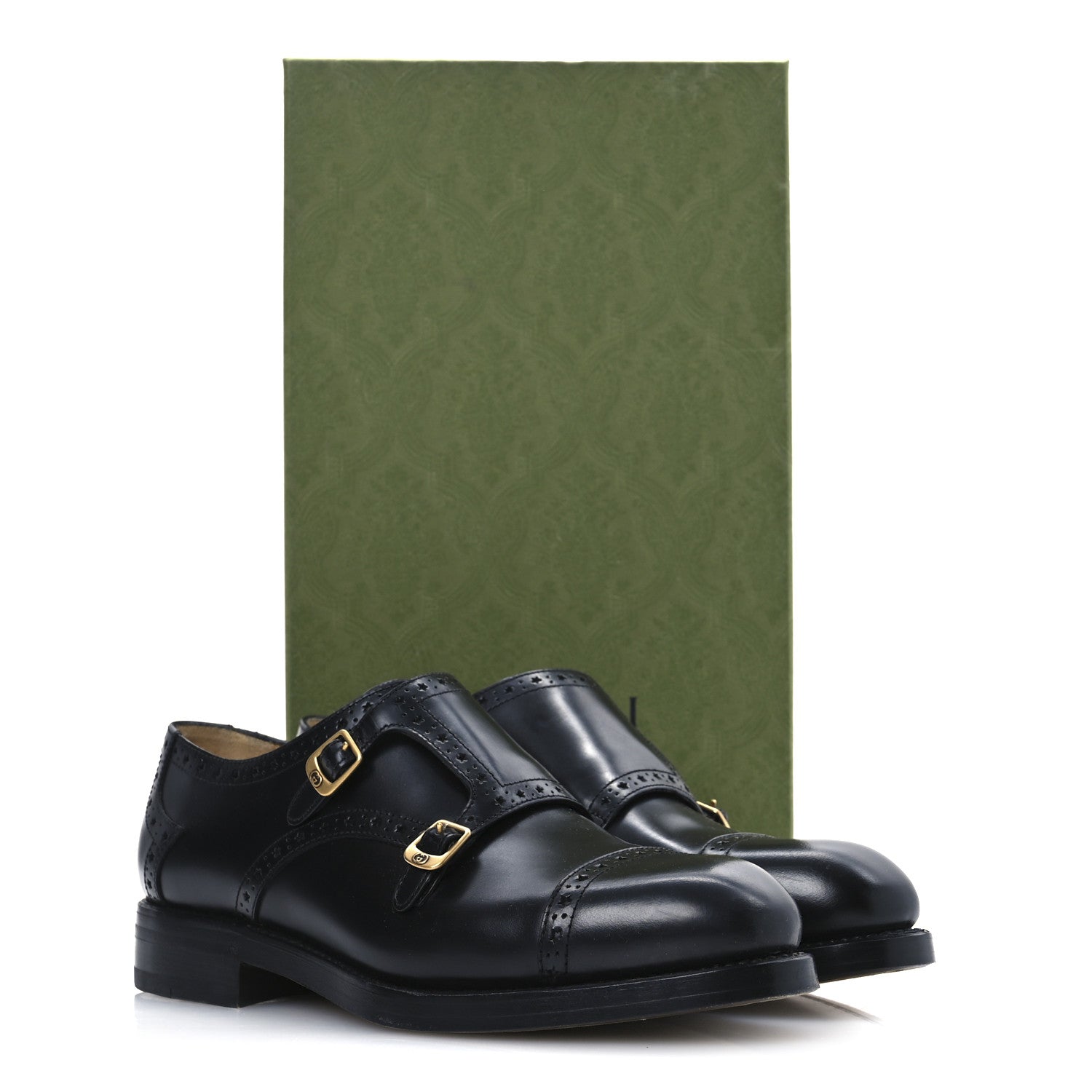 Gucci Calfskin Mens Double Monk Strap Loafers 8 Black 11 of 11