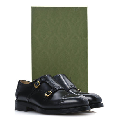 Gucci Calfskin Mens Double Monk Strap Loafers 8 Black 11 of 11